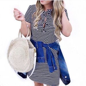 J. Crew navy and white striped dress